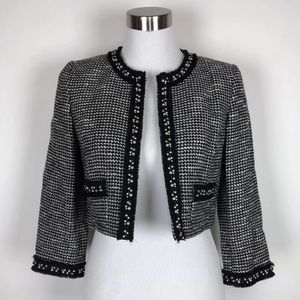 Tahari ASL Tweed Cropped Jacket Black Sz 2